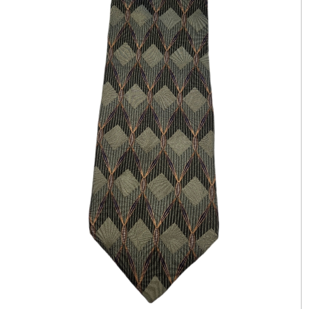 Bill Blass Black Label Elegant Green Patterned Men's Tie